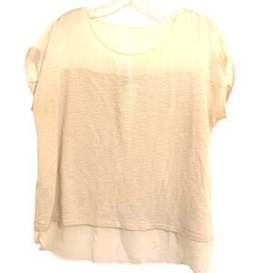 Ann Taylor Chiffon Blouse XL Ivory Sheer  Lagenlook Classic Fairy Minimalist